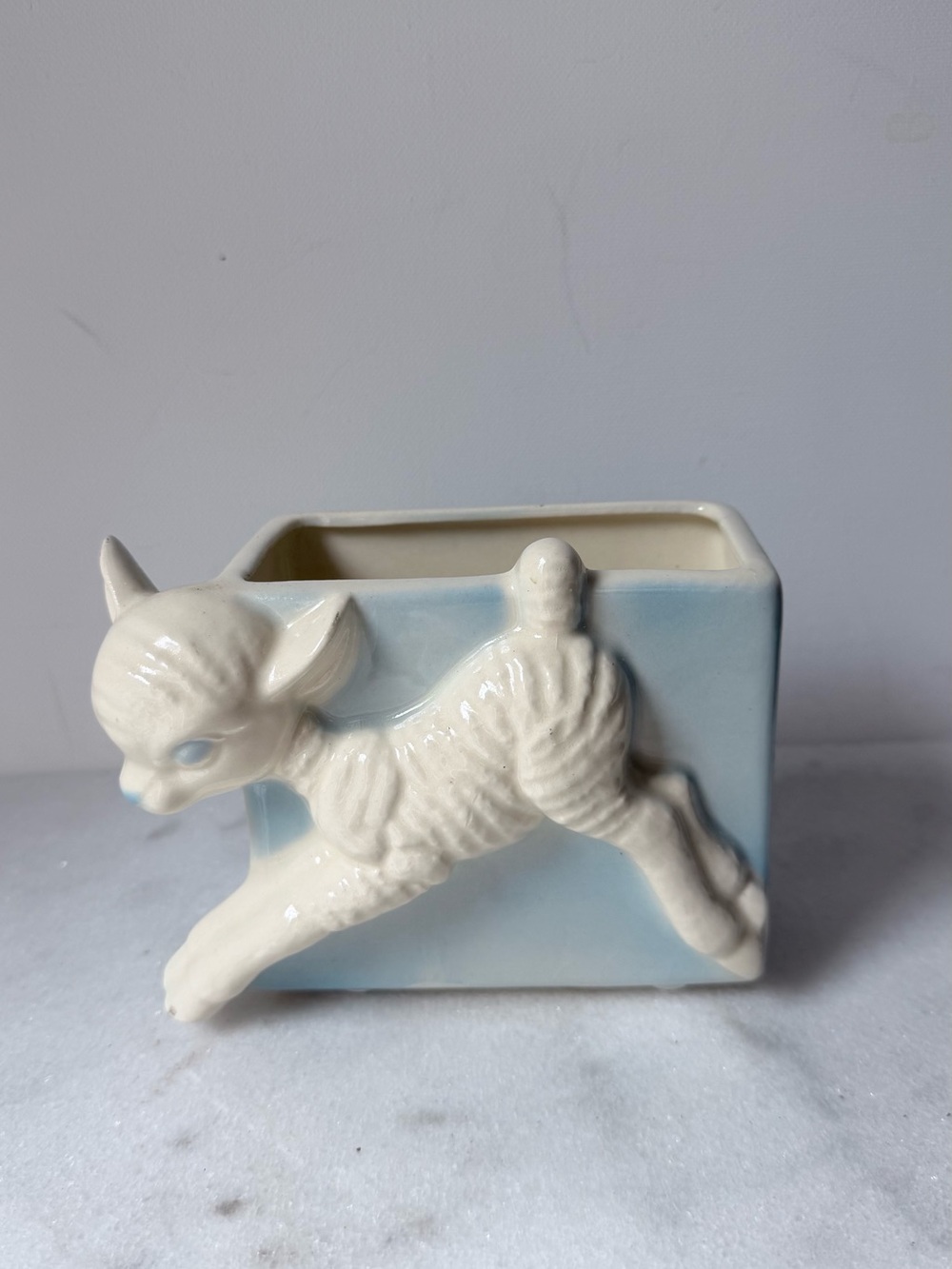 Vintage Ceramic Lamb Planter - Light Blue and White - Picture 2 of 13